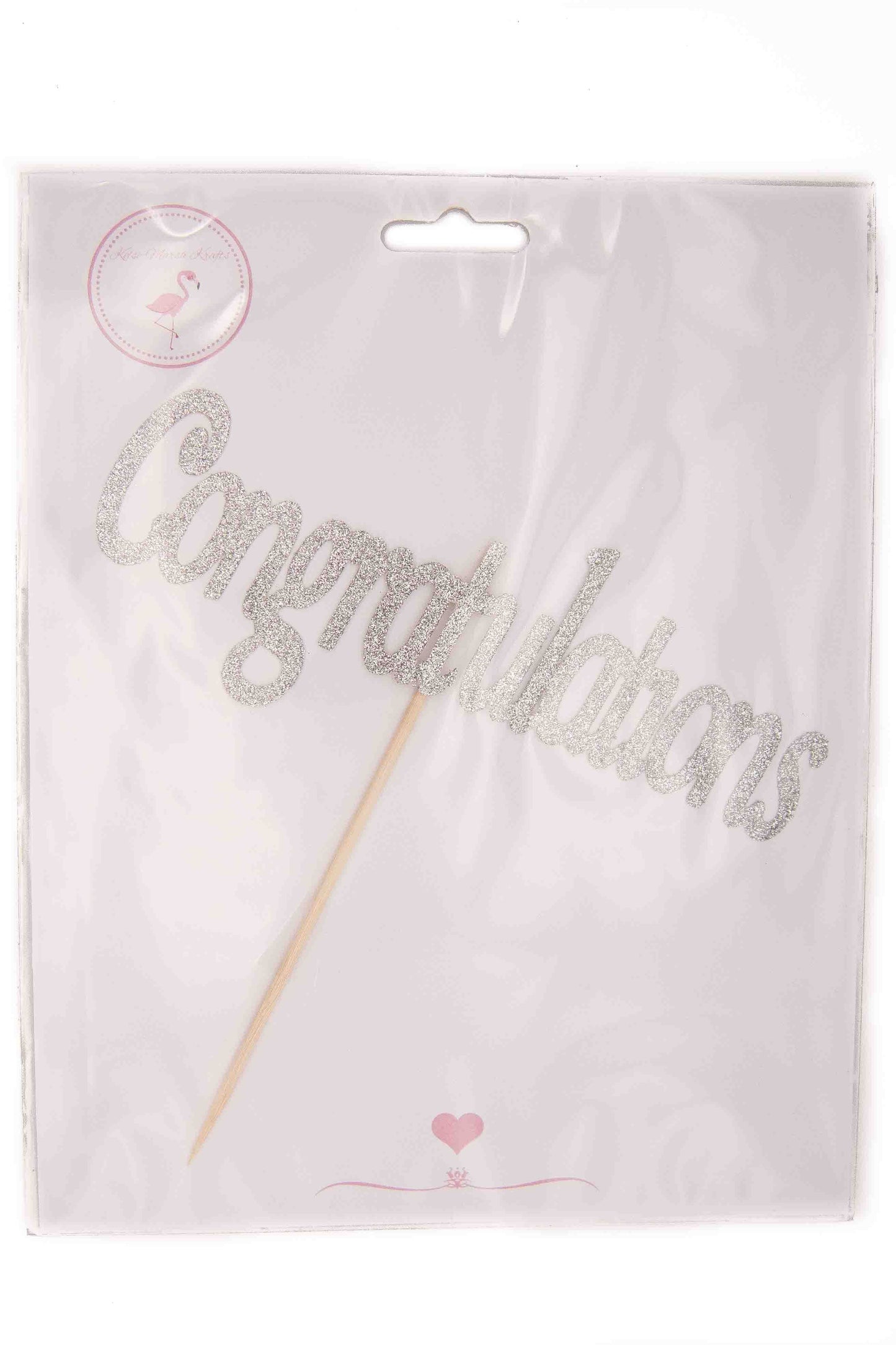 Silver Glitter Card Topper - Congratulations