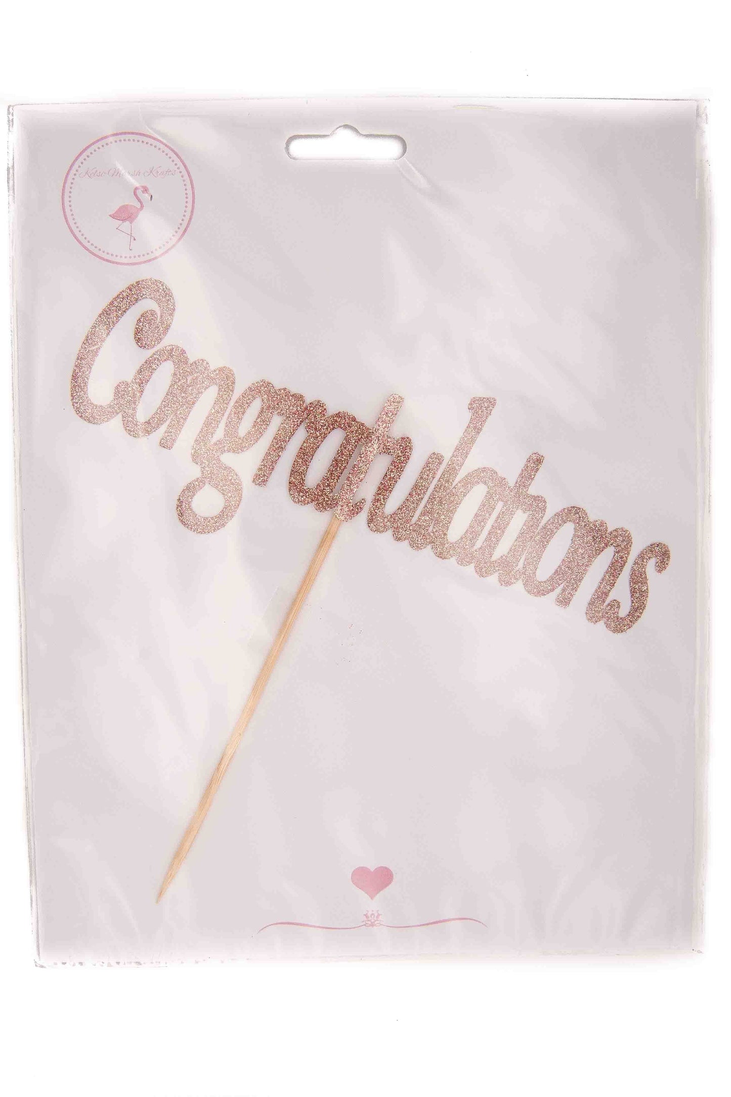 Rose Gold Glitter Card Topper - Congratulations