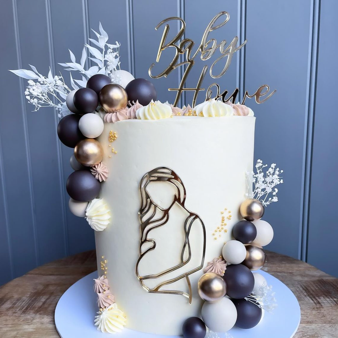 Baby Shower Pregnancy Silhouette Cake Charm & Cake Topper Set