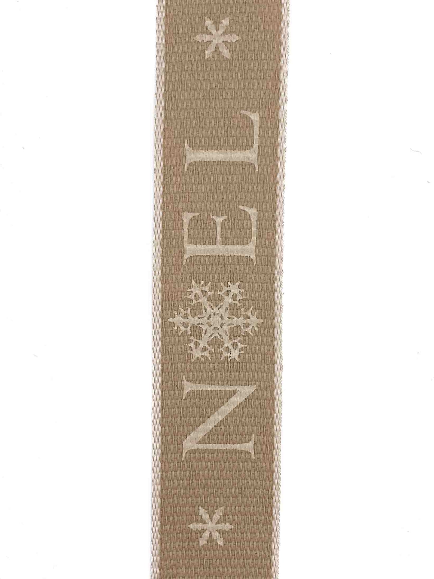 Cream Noel Hessian Effect Ribbon - 15mm