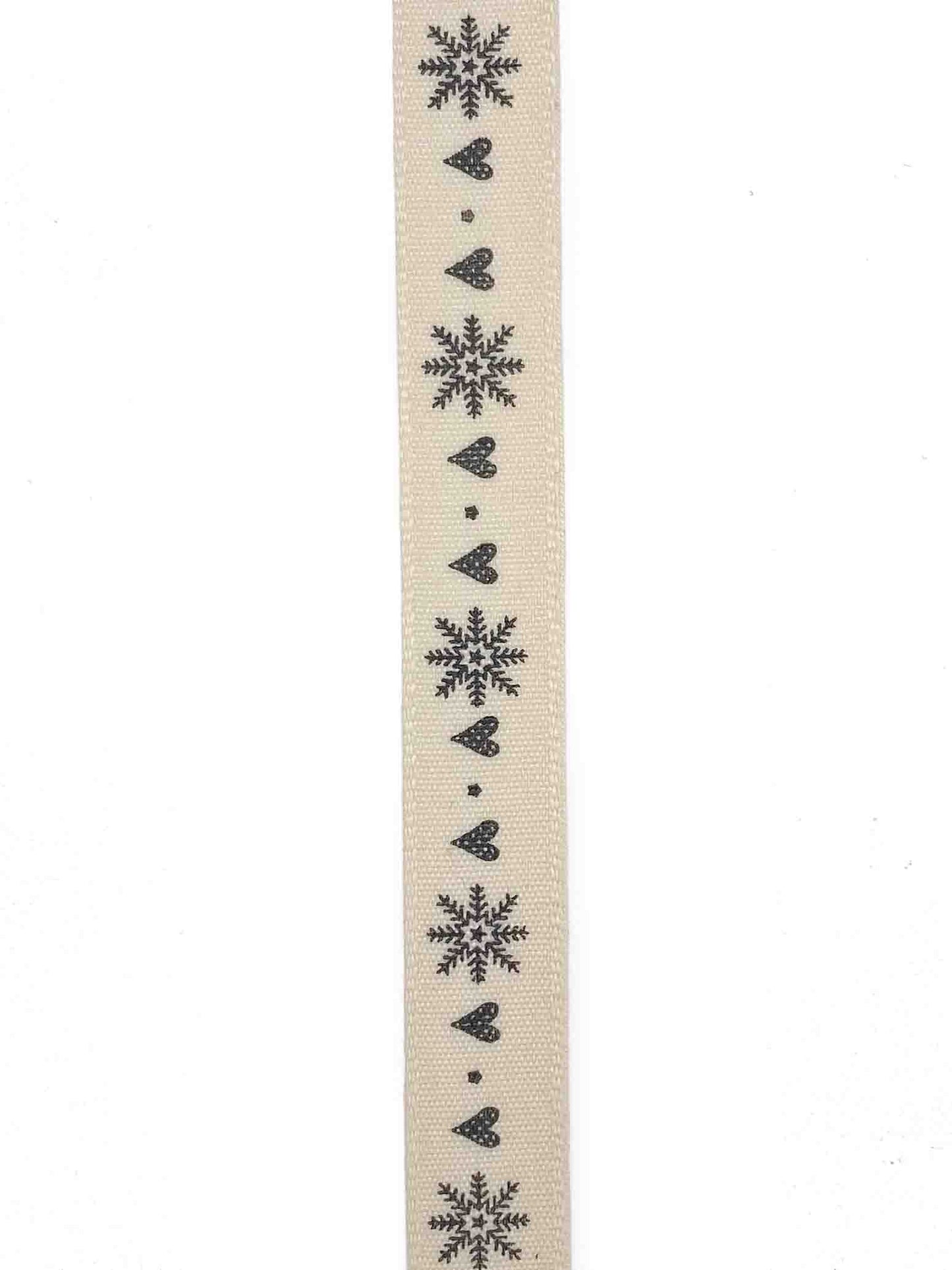 Snowflake and Black Heart Nordic Ribbon - 15mm