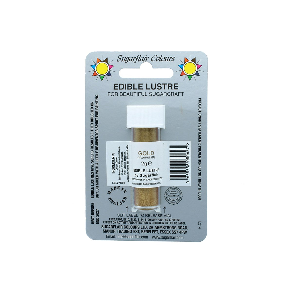 Sugarflair Edible Lustre Colour - Gold Titanium Free
