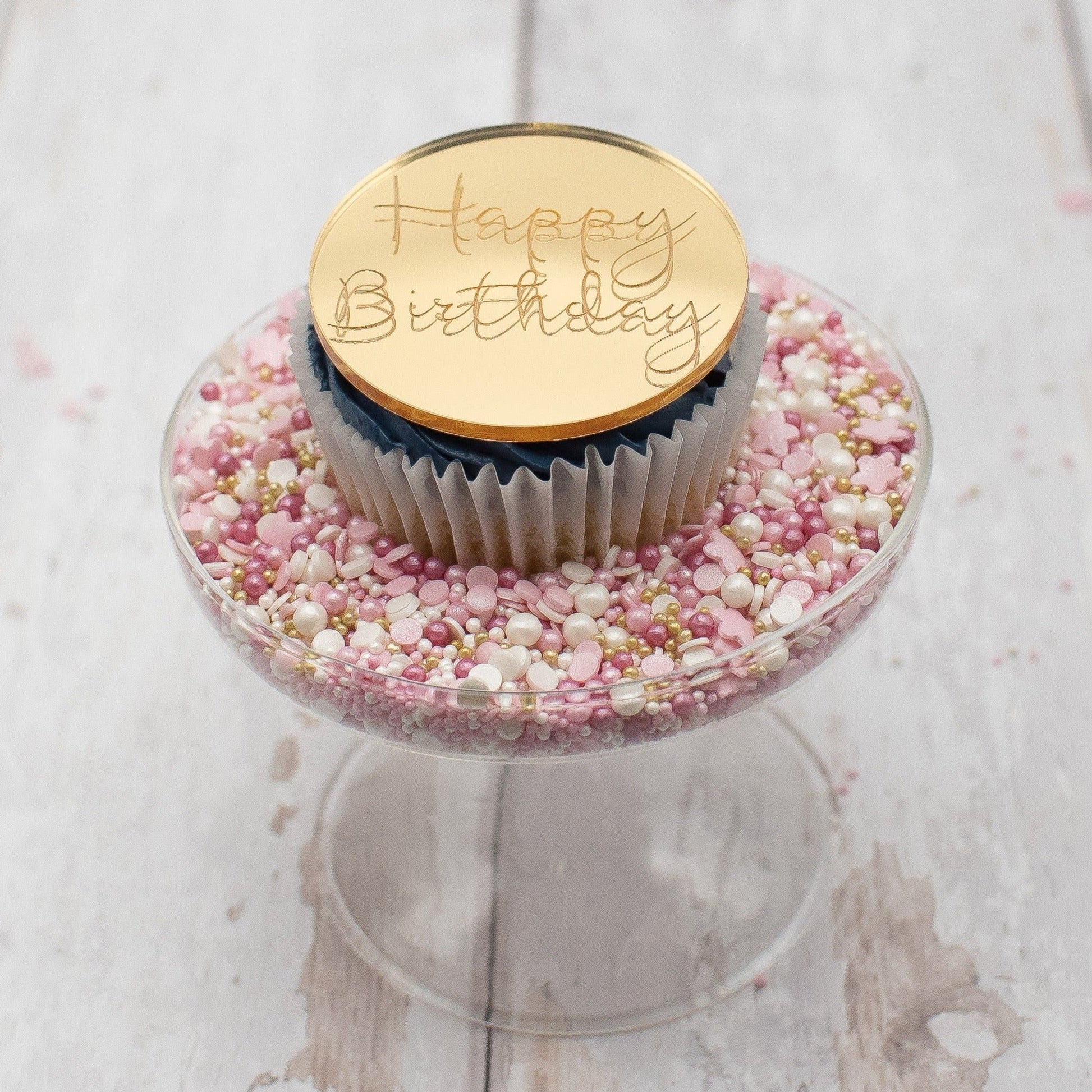 Happy Birthday Acrylic Cupcake Disc