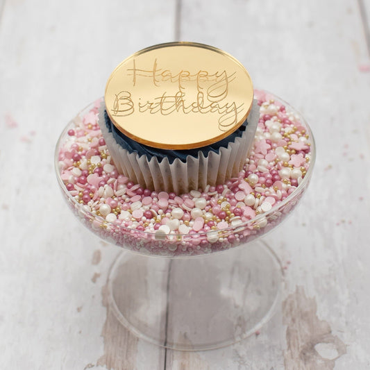 Happy Birthday Acrylic Cupcake Disc