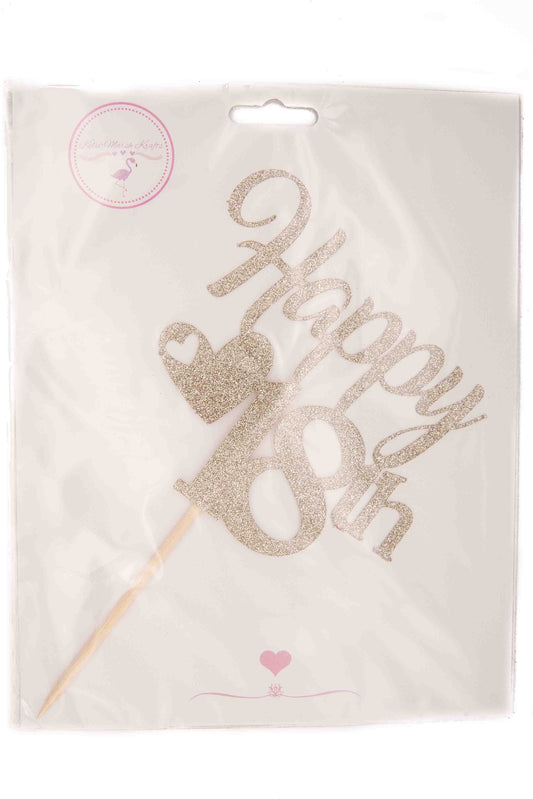 Gold Glitter Card Topper - Happy 18th