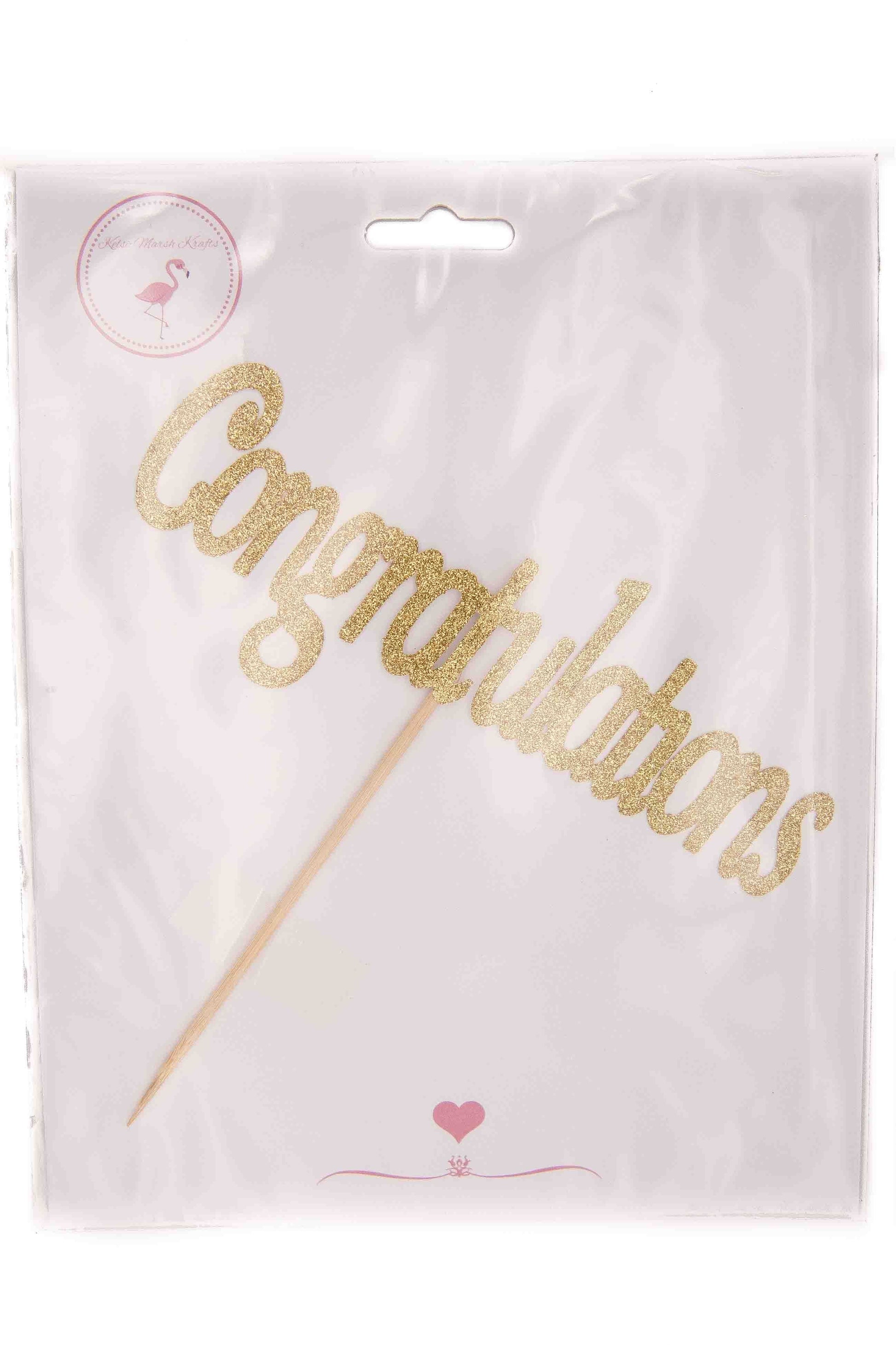 Gold Glitter Card Topper - Congratulations