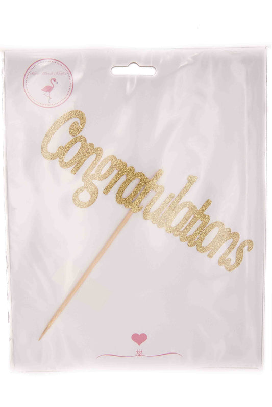 Gold Glitter Card Topper - Congratulations