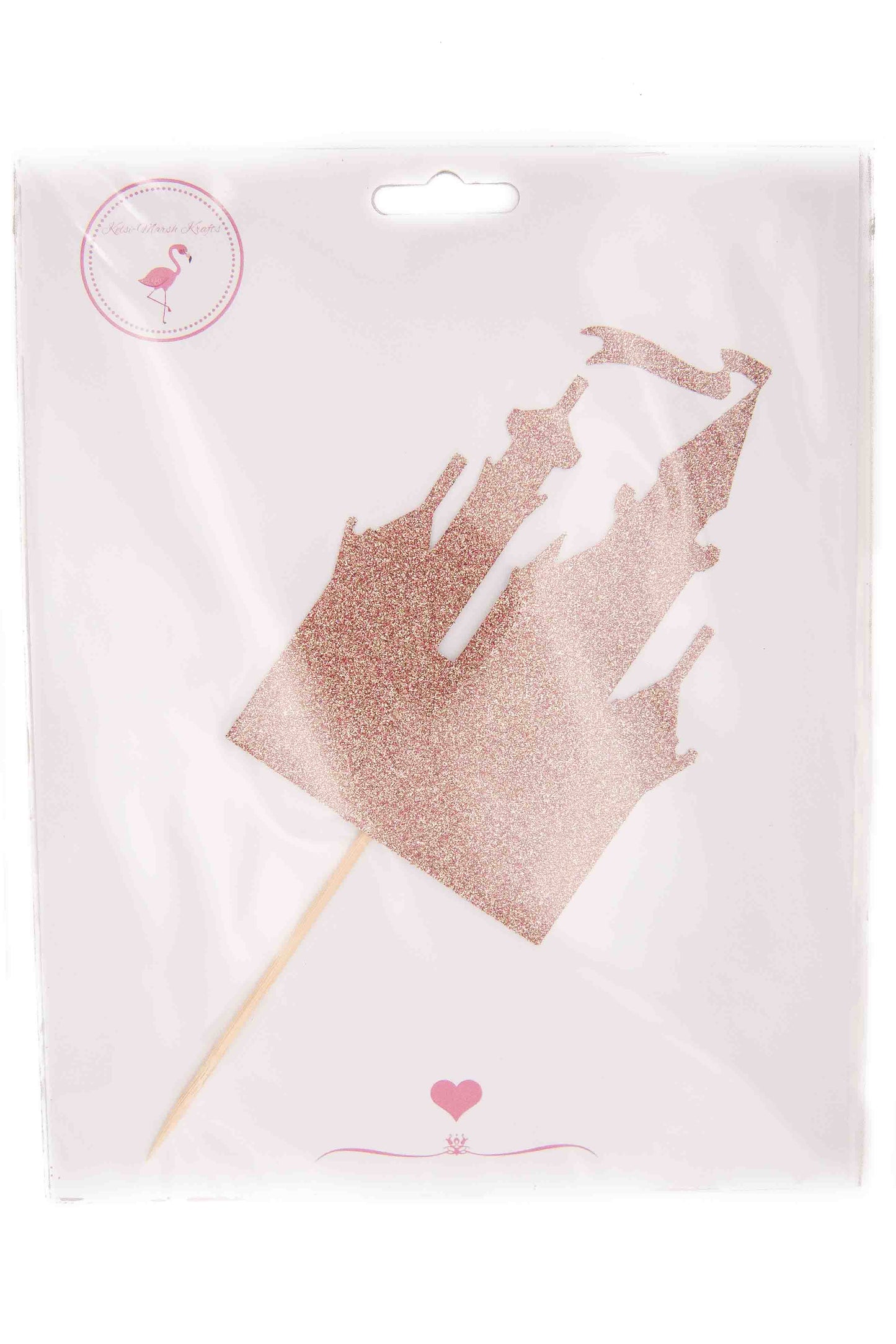 Rose Gold Glitter Card Topper - Princess Castle