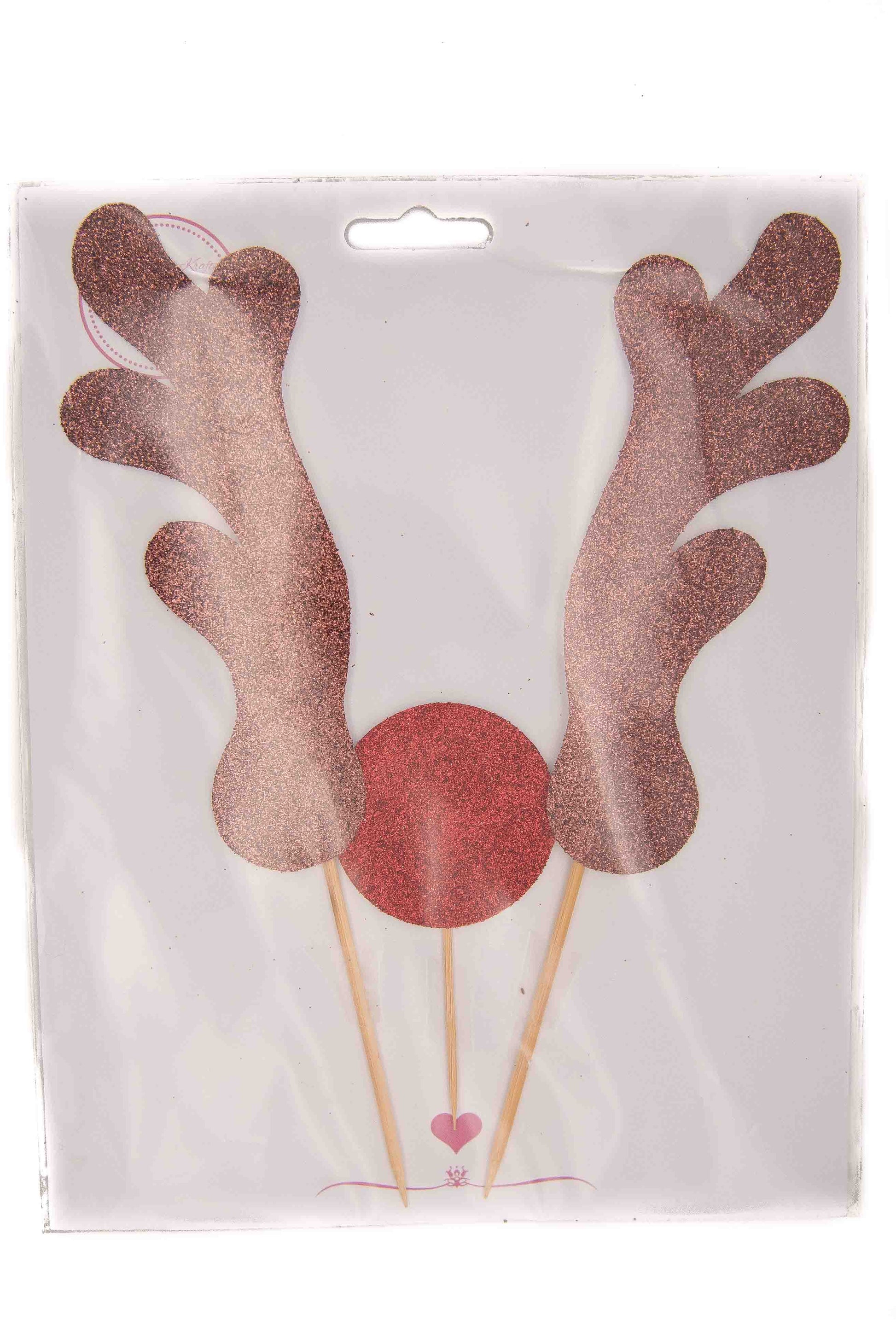 Glitter Card Topper - Rudolph Antlers and Red Nose