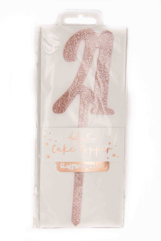 Hootyballoo Rose Gold Glitter Acrylic Cake Topper - 21
