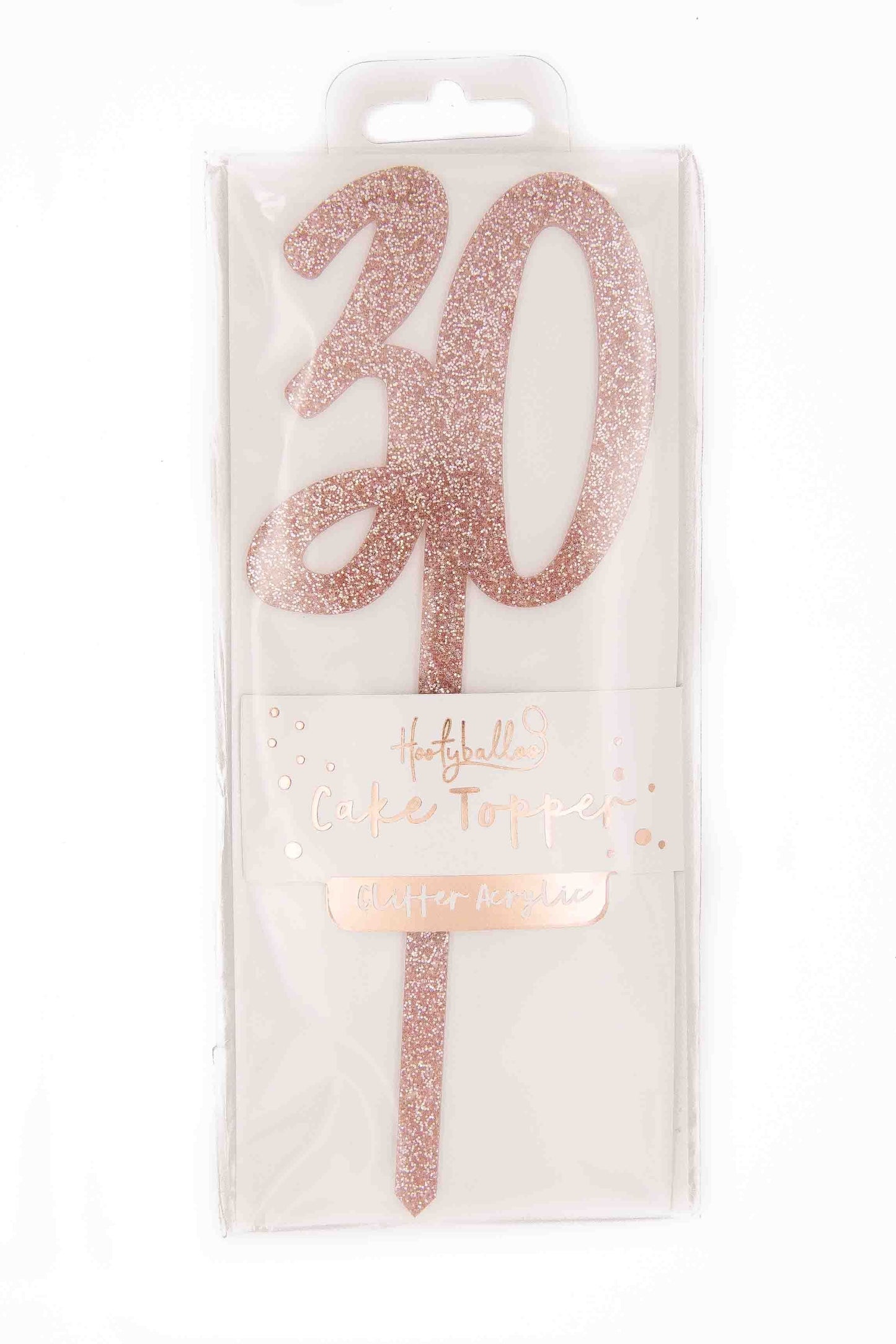 Hootyballoo Rose Gold Glitter Acrylic Cake Topper - 30