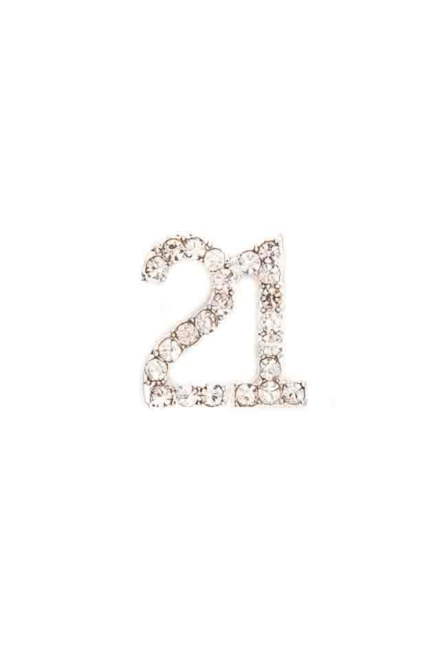 Small Diamanté 21 on Silver