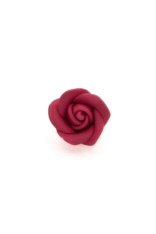 Small Deep Pink Rose with Calyx and Wire