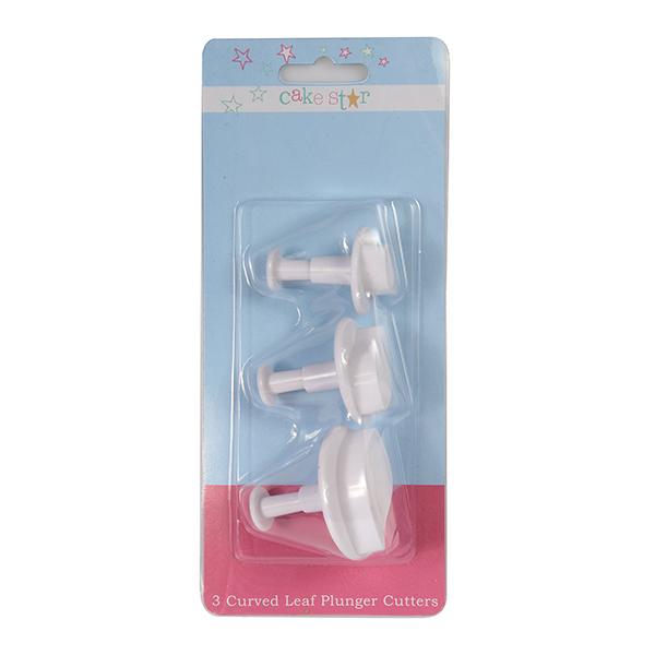 Cake Star 3 Plunger Cutters - Curved Leaf