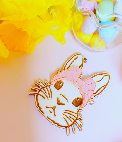 Wooden Easter Bunny with/ without Acrylic Bow Gift Tag