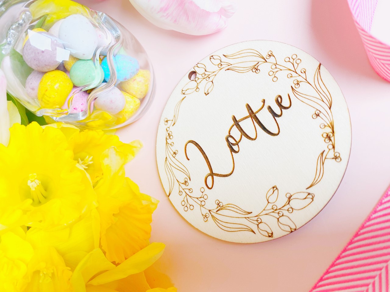 Personalised Round Floral Gift Tag