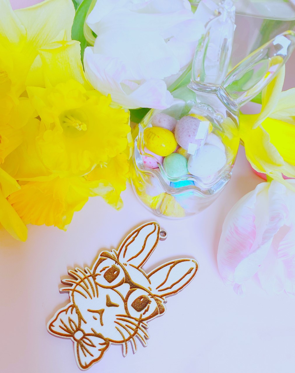 Wooden Easter Bunny with/ without Acrylic Glasses Gift Tag