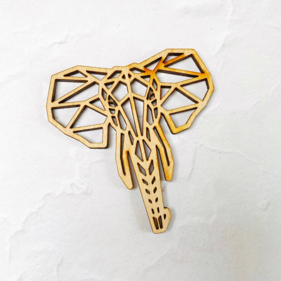 Wooden Elephant Head Charm