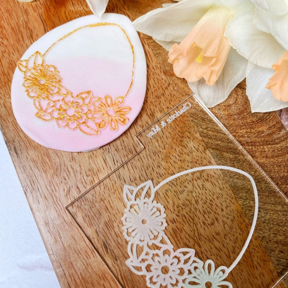 Reverse Embosser - Egg with Floral Base