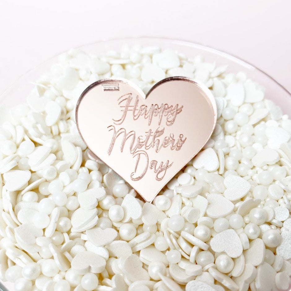 Happy Mothers Day - Acrylic Heart Cupcake Disc