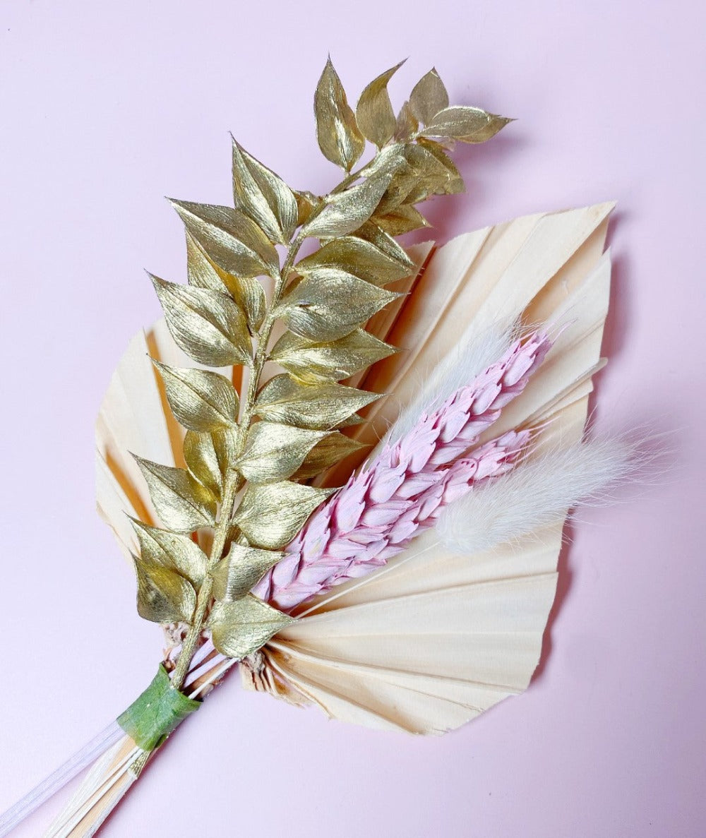Natural and Gold Dried Flower Bouquet