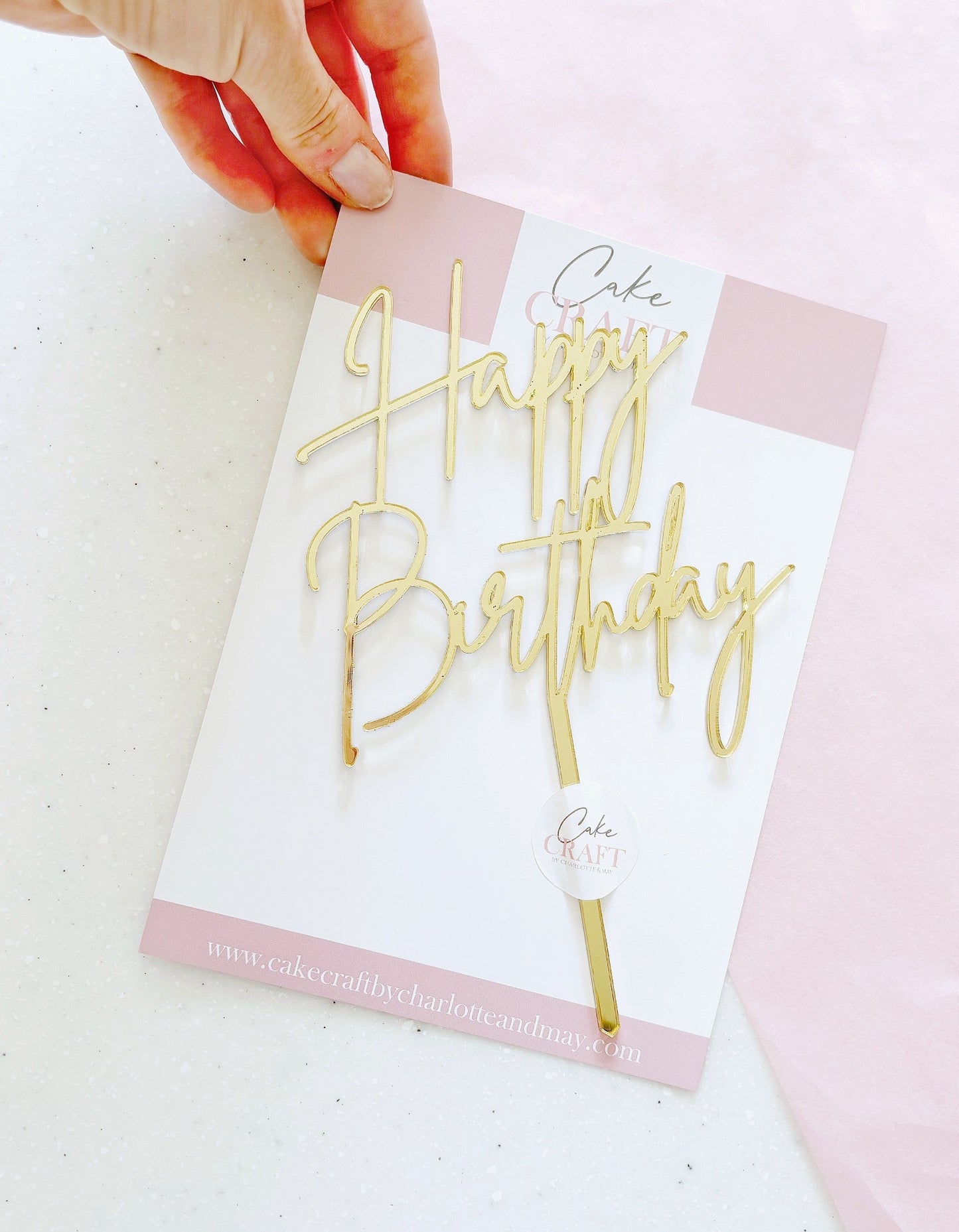 Fine Line Happy Birthday Acrylic Cake Topper