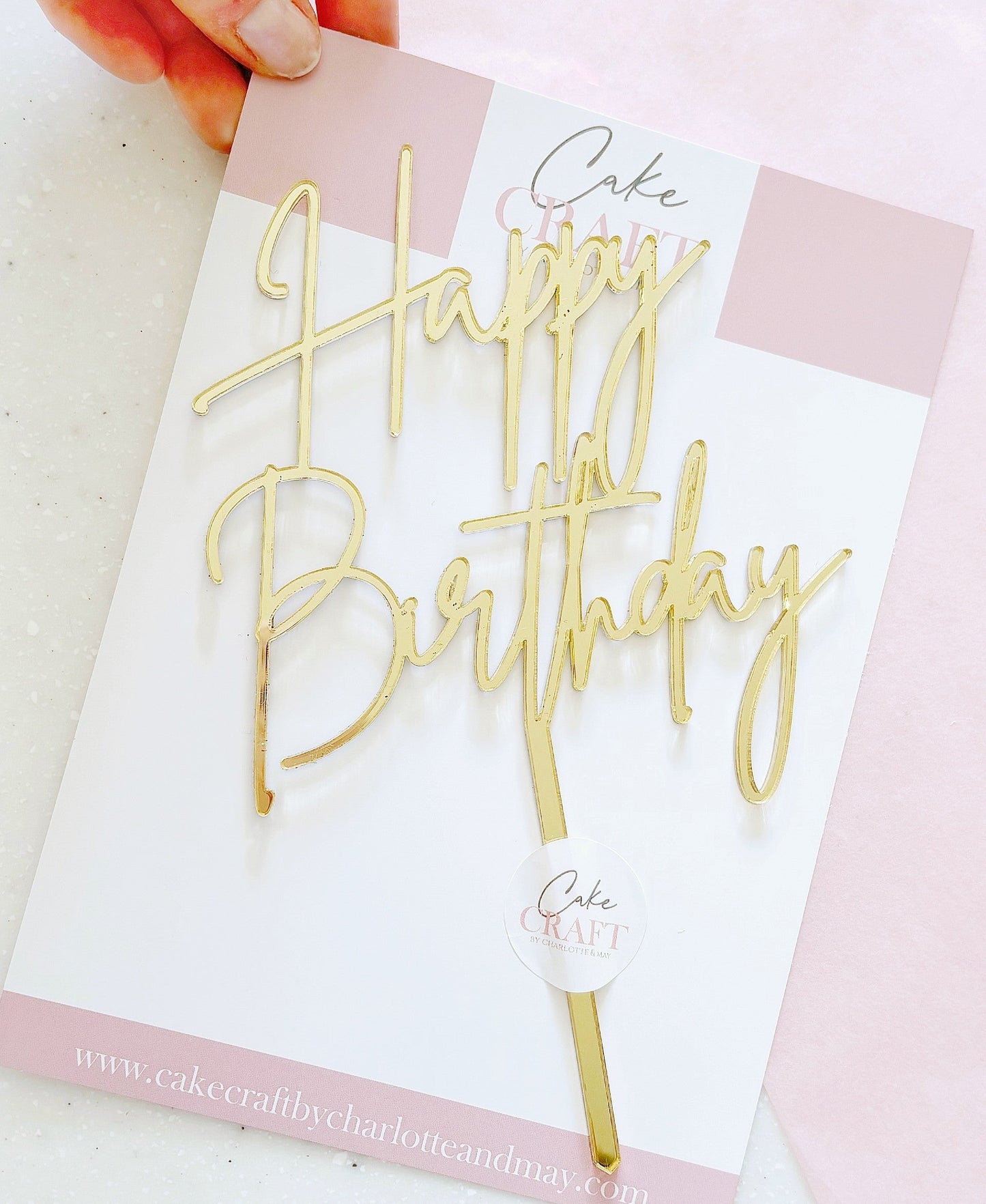 Fine Line Happy Birthday Acrylic Cake Topper