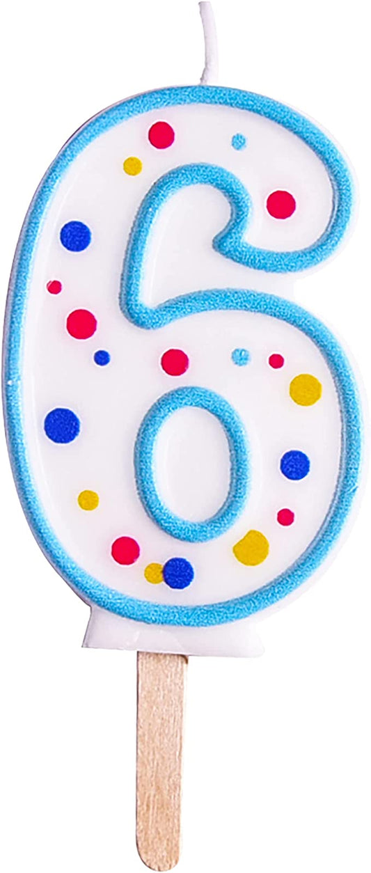 Blue Number 6 Birthday Candle