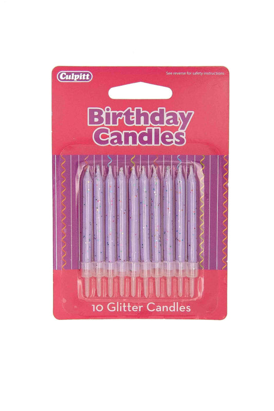 10 Purple Glitter Candles