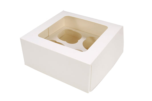Cupcake/ Muffin Box with Window, Holds 4