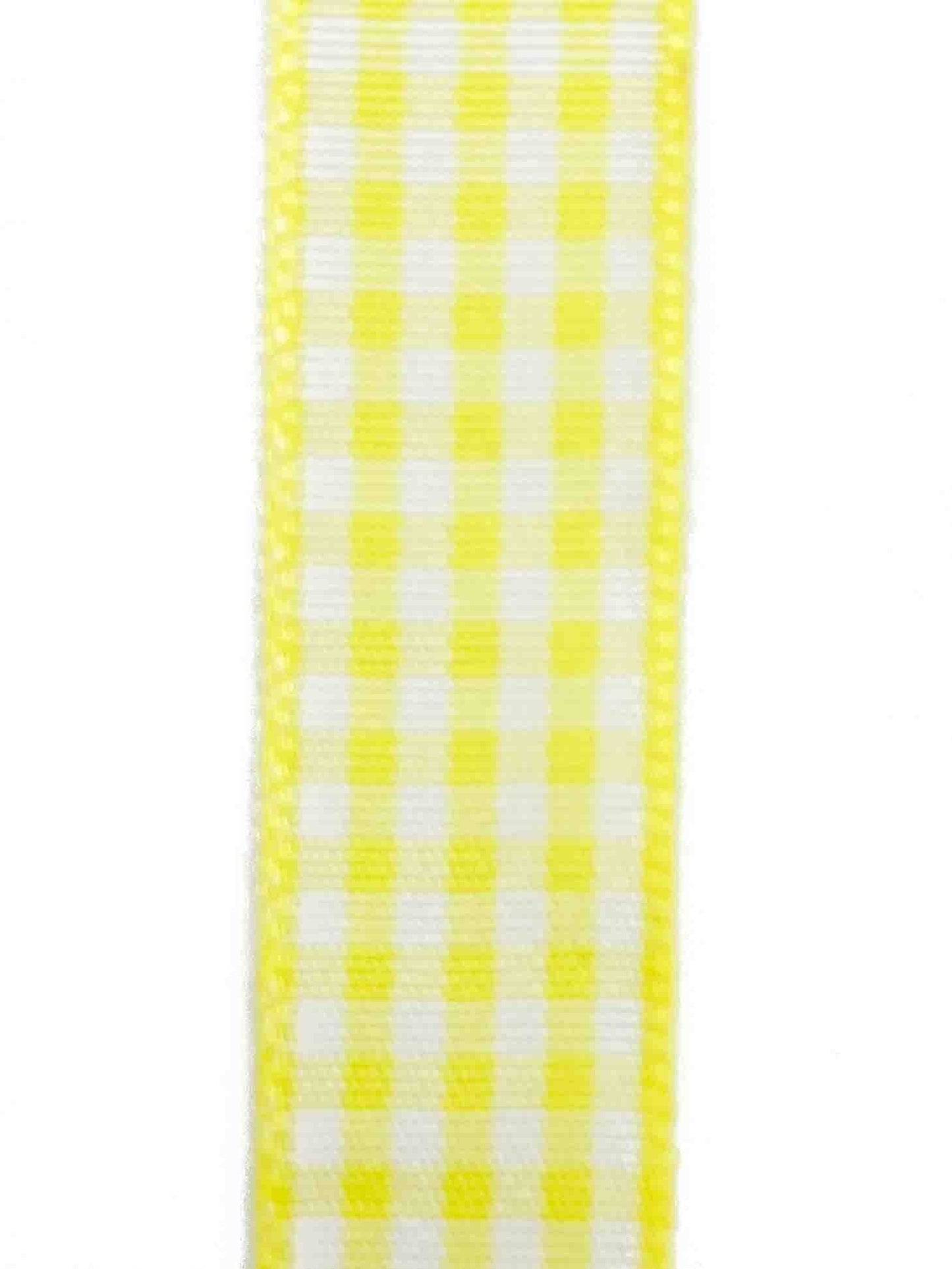 Lemon Gingham Ribbon - 15mm
