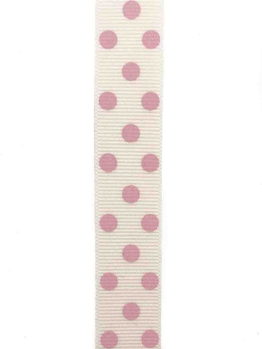 Pink Spotty Grosgrain - 15mm