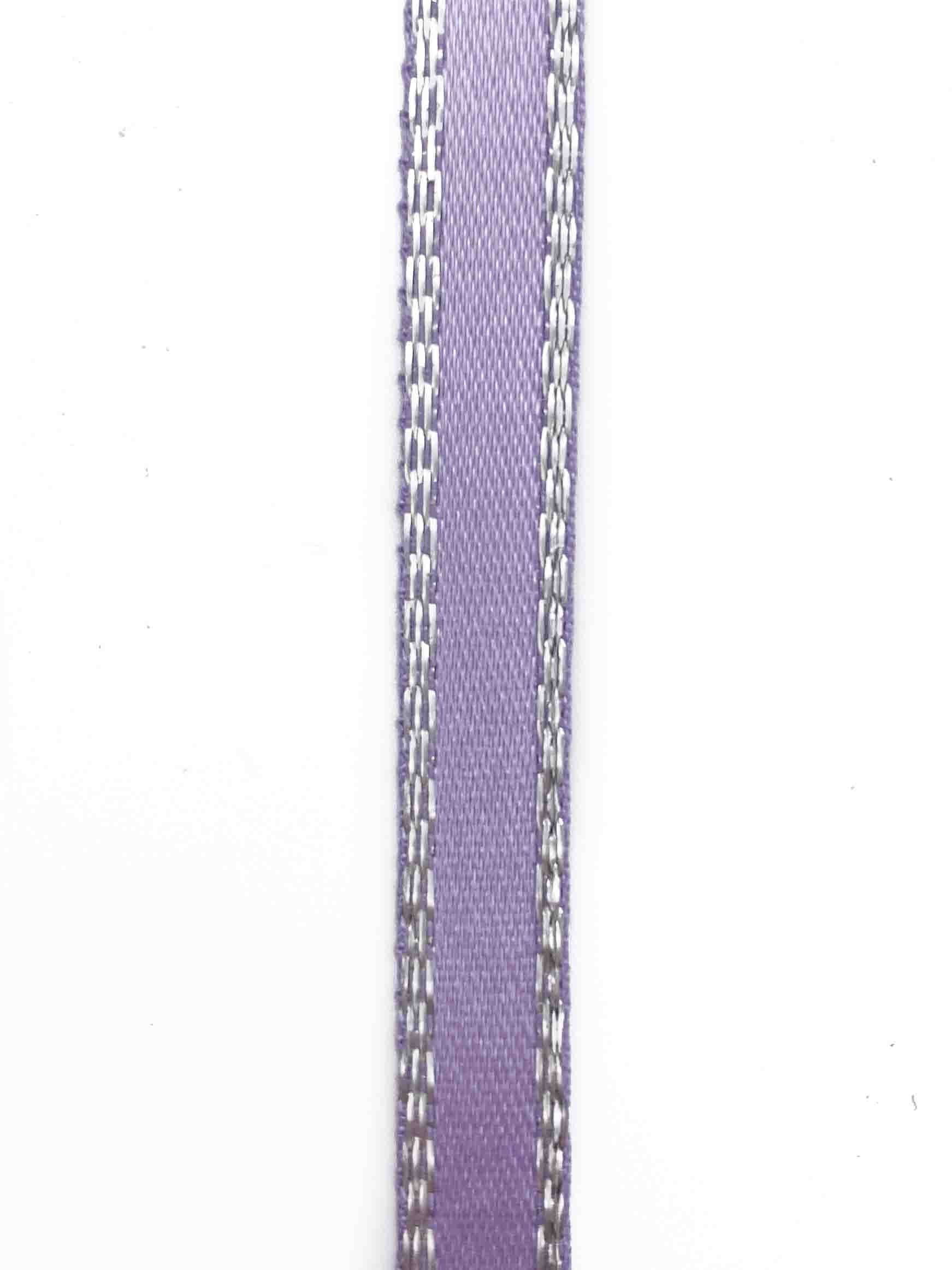 Orchid Silver Edge Satin Ribbon - 7mm