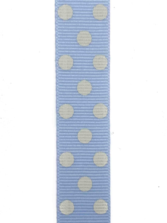 Blue and White Spotty Grosgrain - 15mm