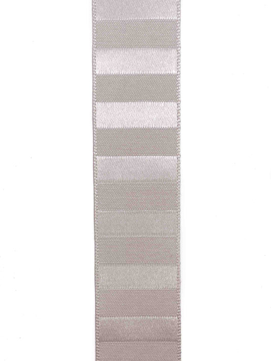 Silver Grey Striped Satin Ribbon - 25mm
