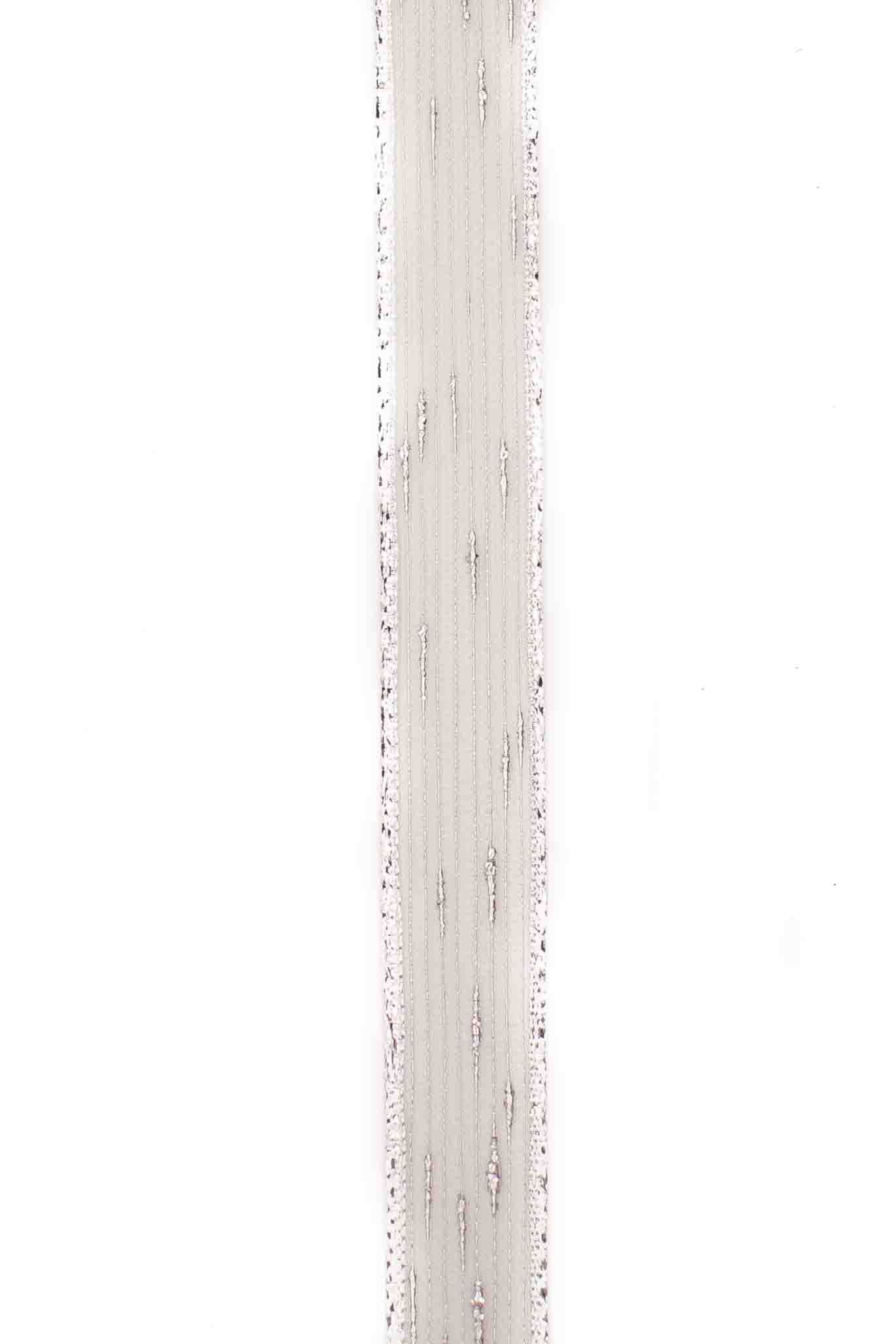 Silver Metallic Ribbon with Silver Detailing - 15mm