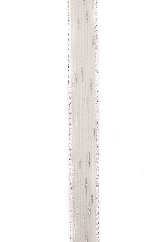 Silver Metallic Ribbon with Silver Detailing - 15mm