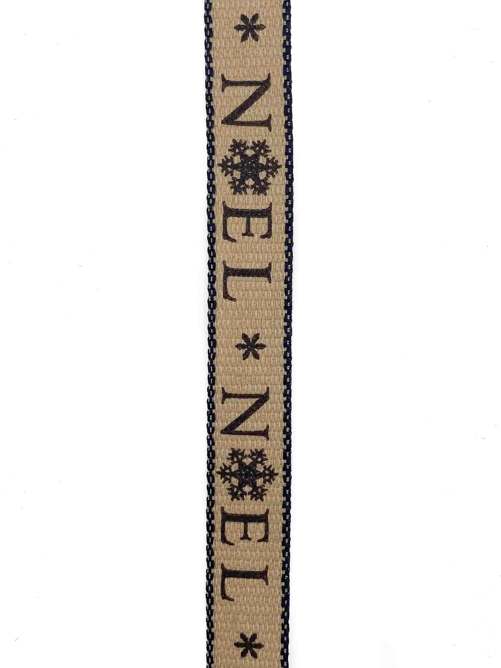 Black Noel Hessian Effect Ribbon - 15mm