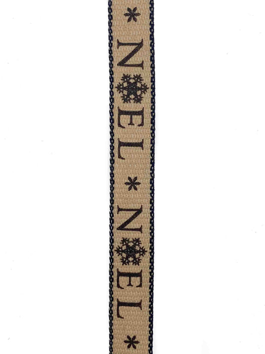 Black Noel Hessian Effect Ribbon - 15mm