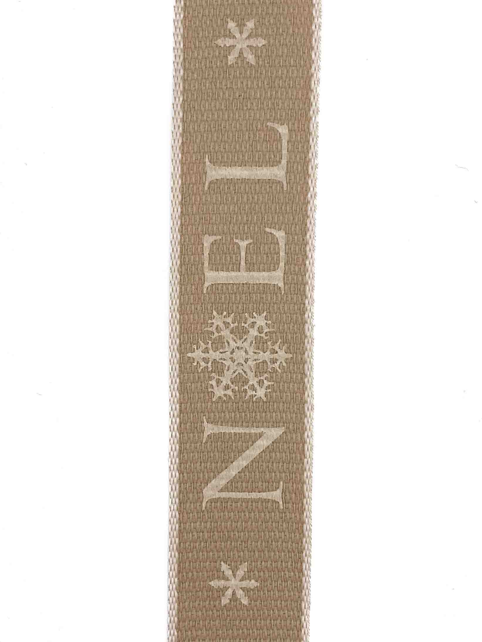 Cream Noel Hessian Effect Ribbon - 15mm