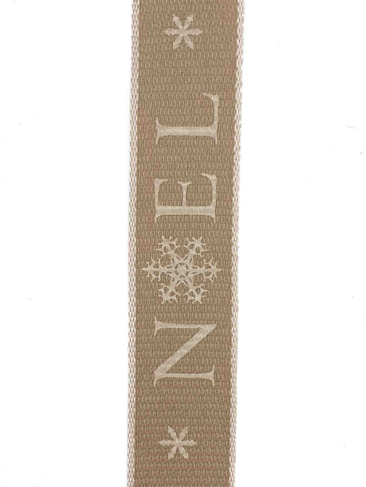 Cream Noel Hessian Effect Ribbon - 15mm