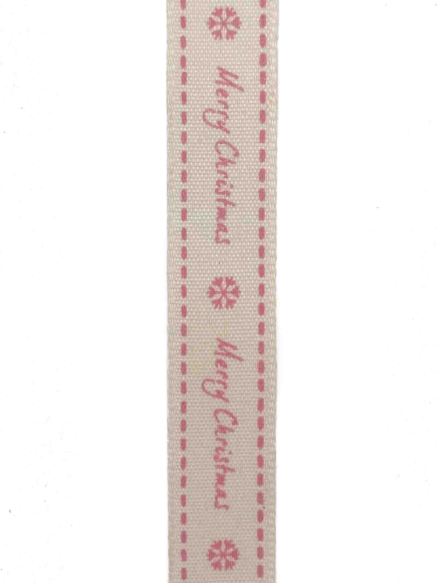 Pink Merry Christmas Ribbon - 15mm