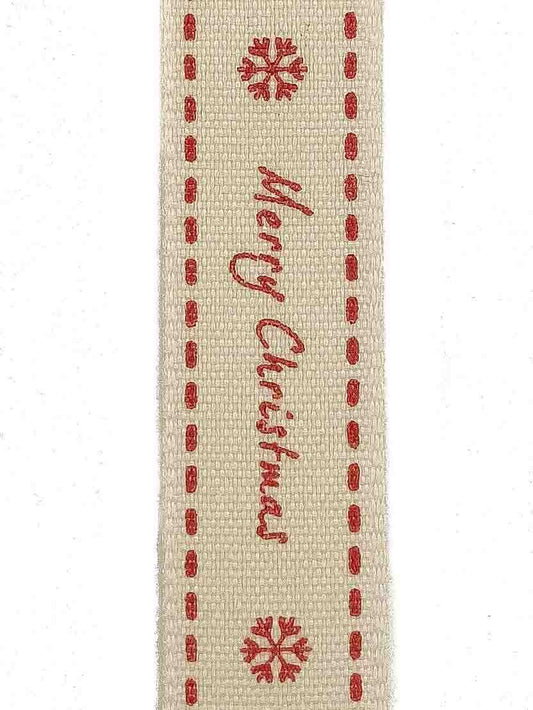 Red Merry Christmas Ribbon - 15mm