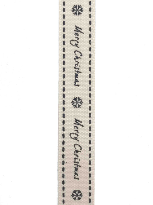 Black Merry Christmas Ribbon - 15mm