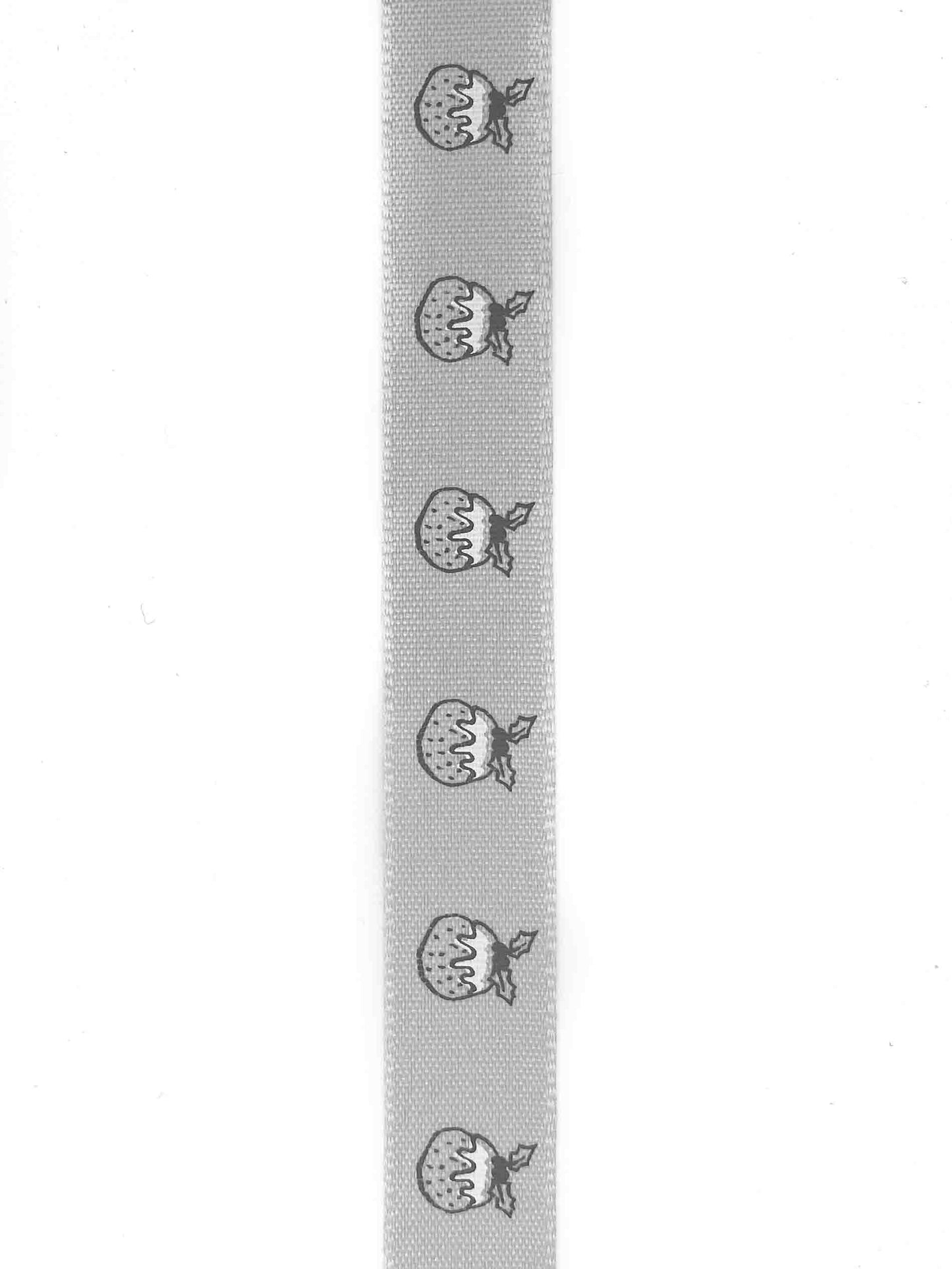 Light Grey Christmas Pudding Ribon - 15mm