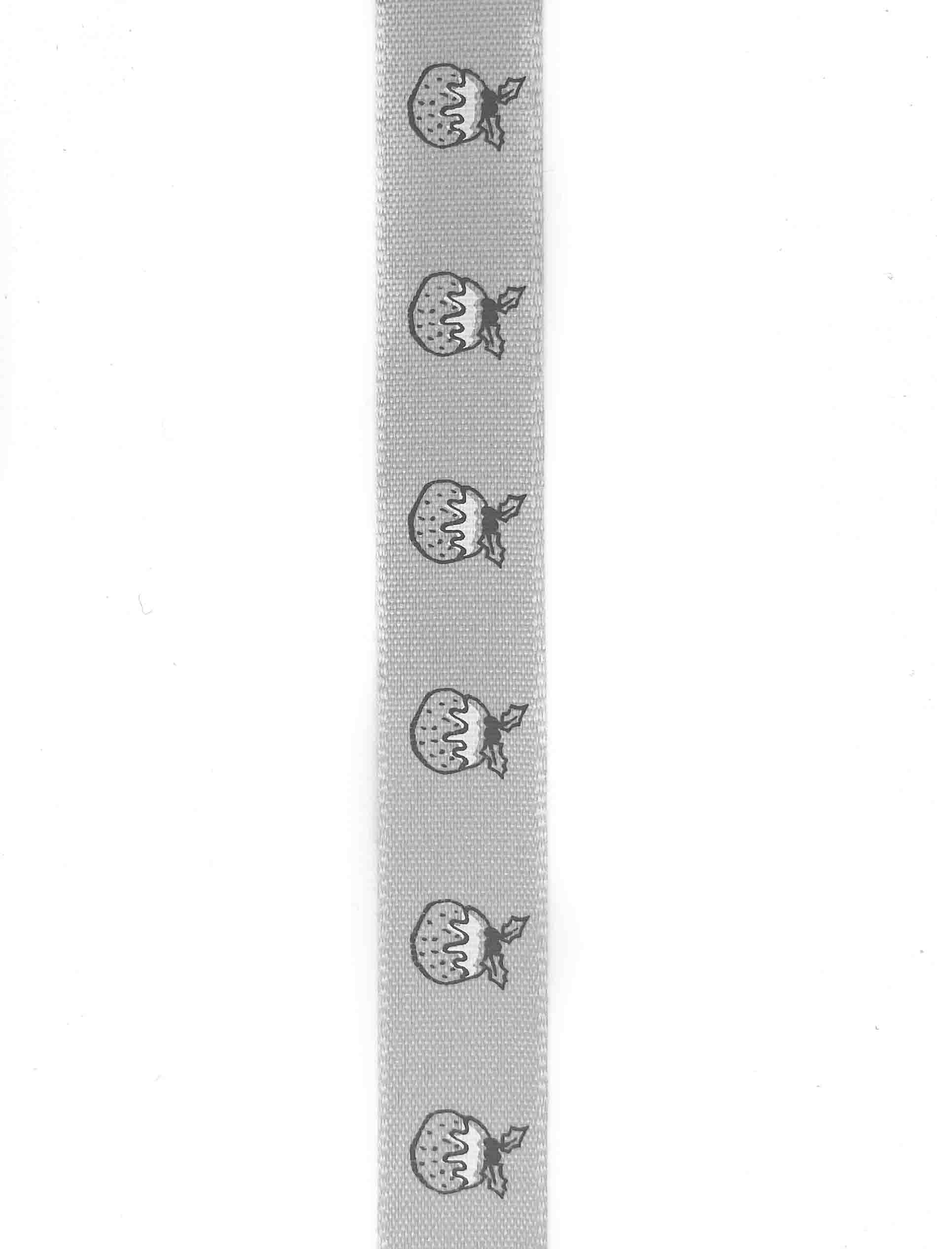 Light Grey Christmas Pudding Ribon - 15mm