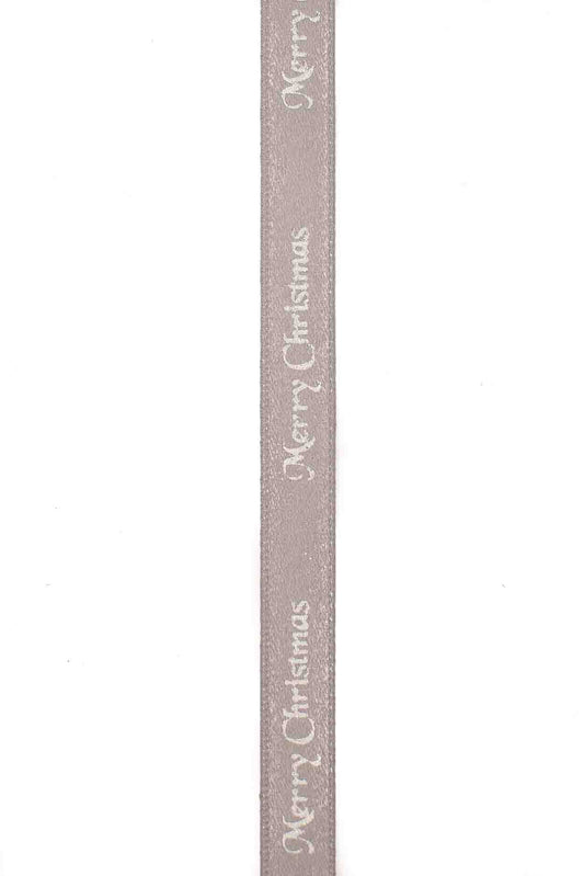 Silver Merry Christmas Ribbon - 10mm