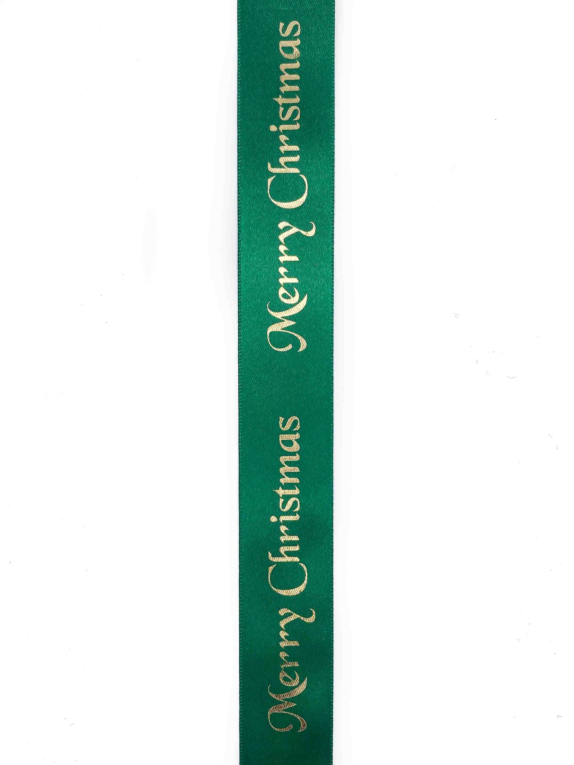 Green/ Gold Merry Christmas Ribbon - 25mm