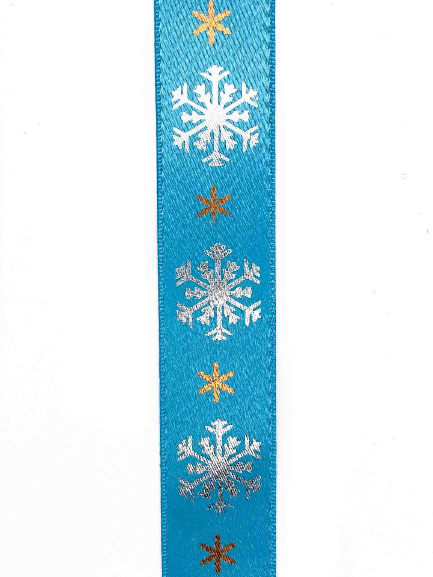 Turquoise Ribbon with Silver Snowflake - 25mm