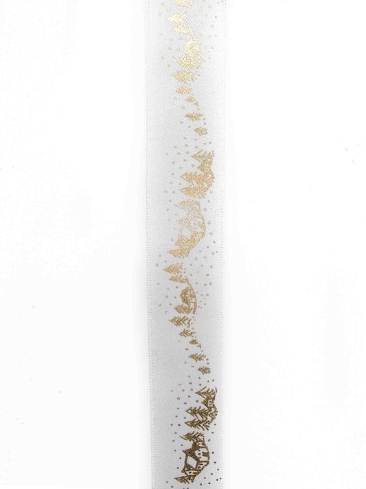 White Winter Wonderland Scene Ribbon - 25mm
